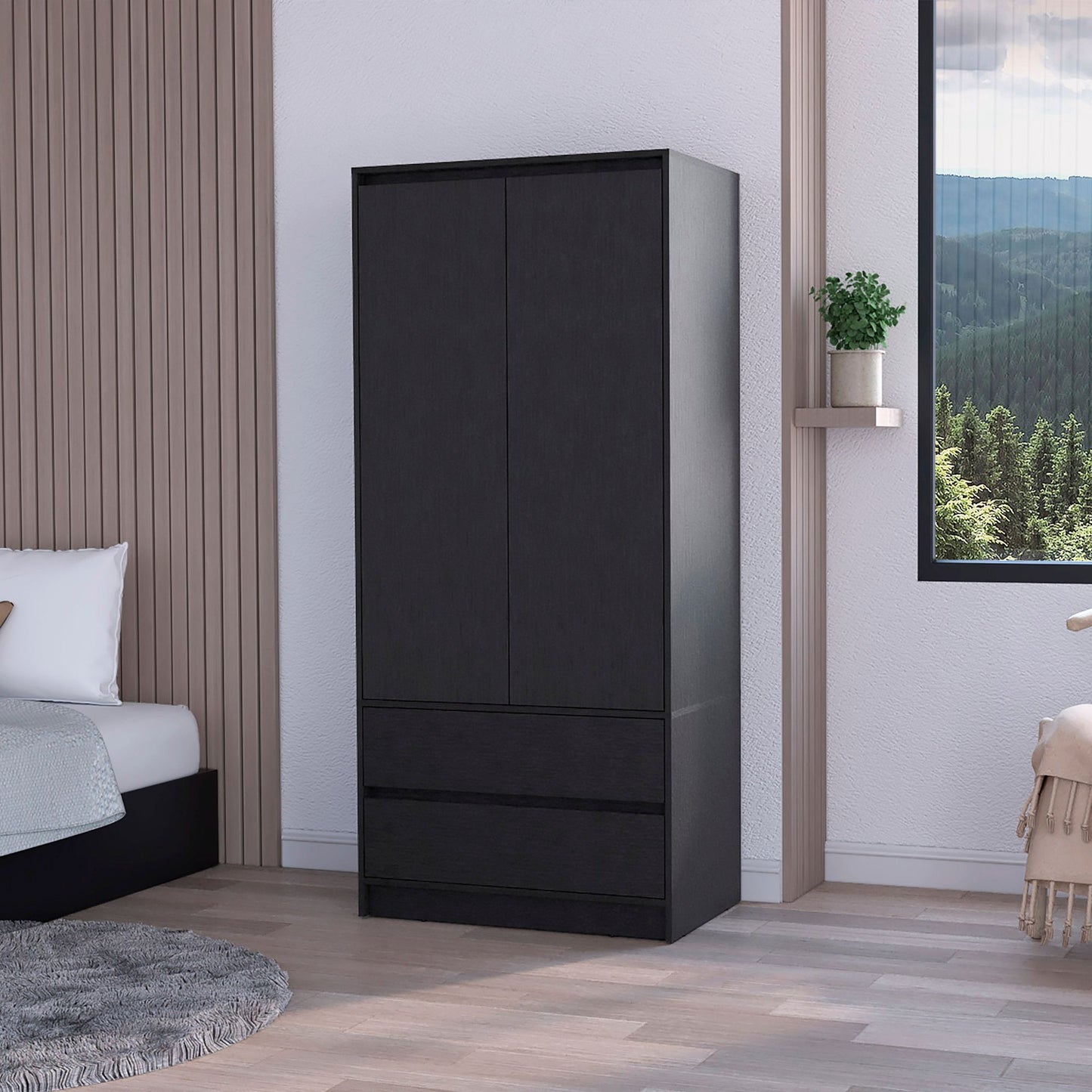 Wenge 2-Drawer Armoire image 1
