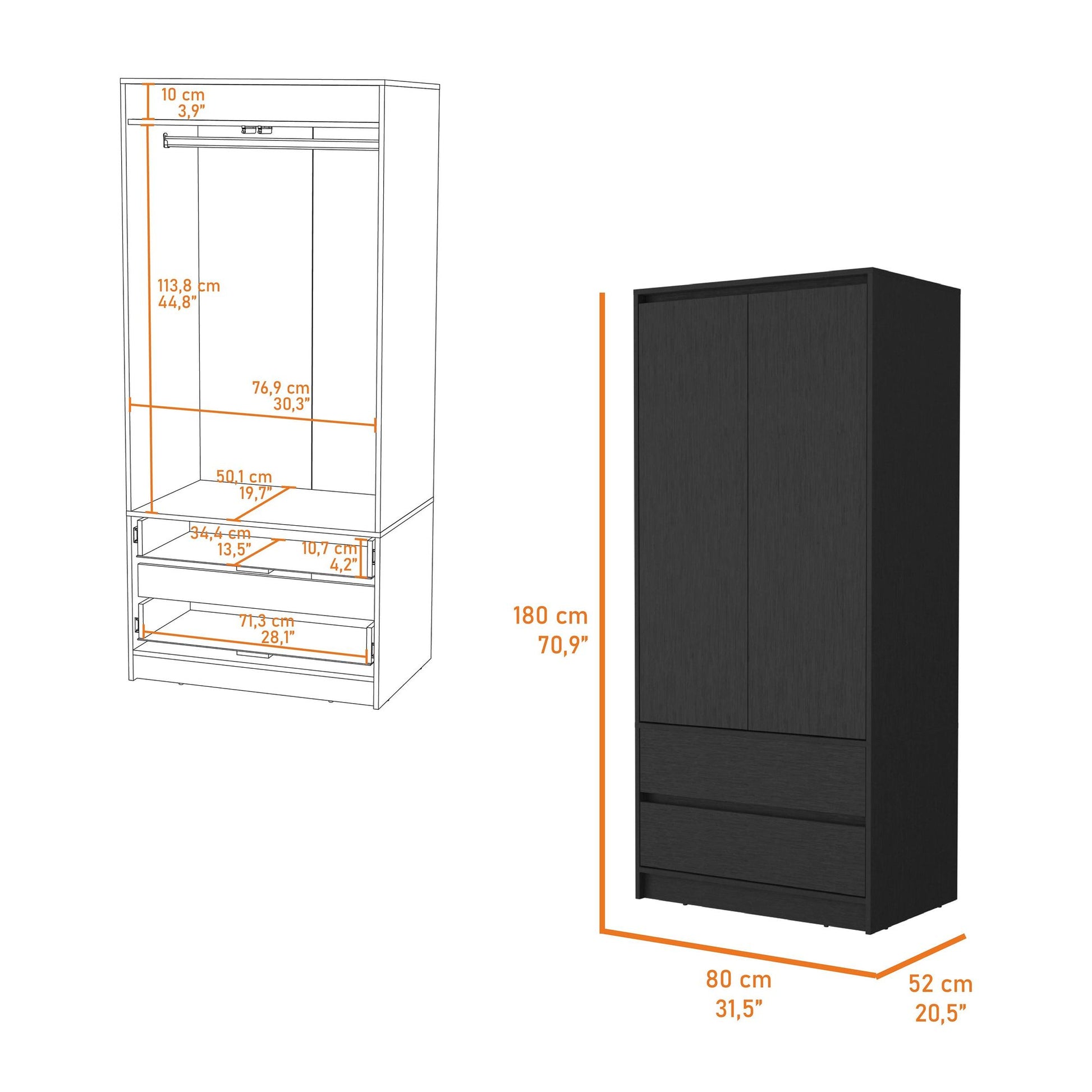 Wenge 2-Drawer Armoire image 5