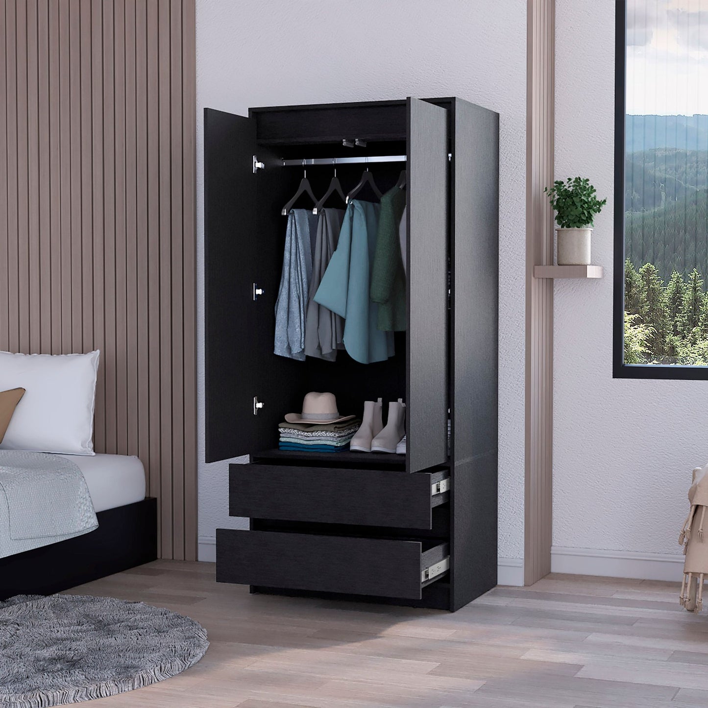 Wenge 2-Drawer Armoire image 2