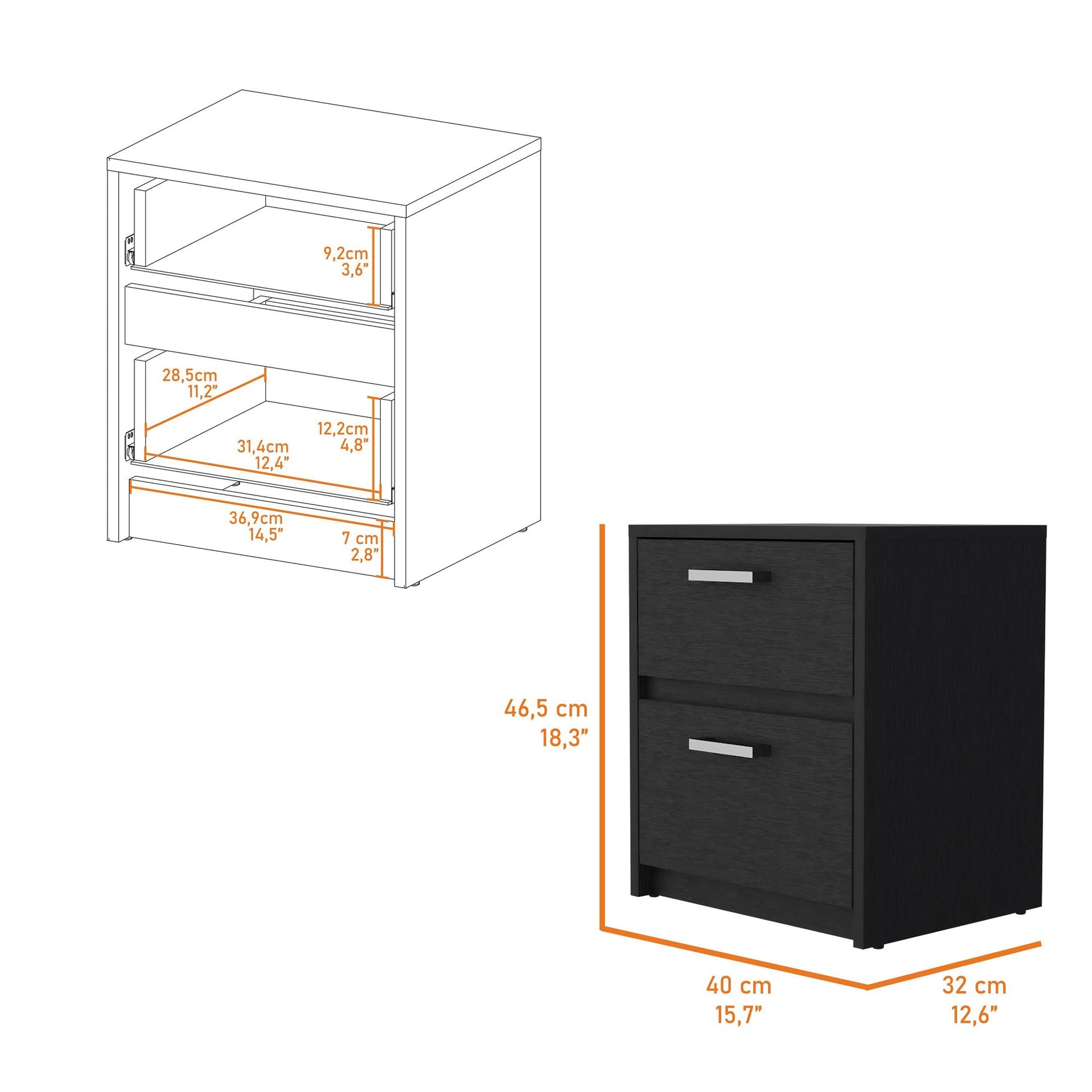 Wenge 2-Drawer Nightstand image 6