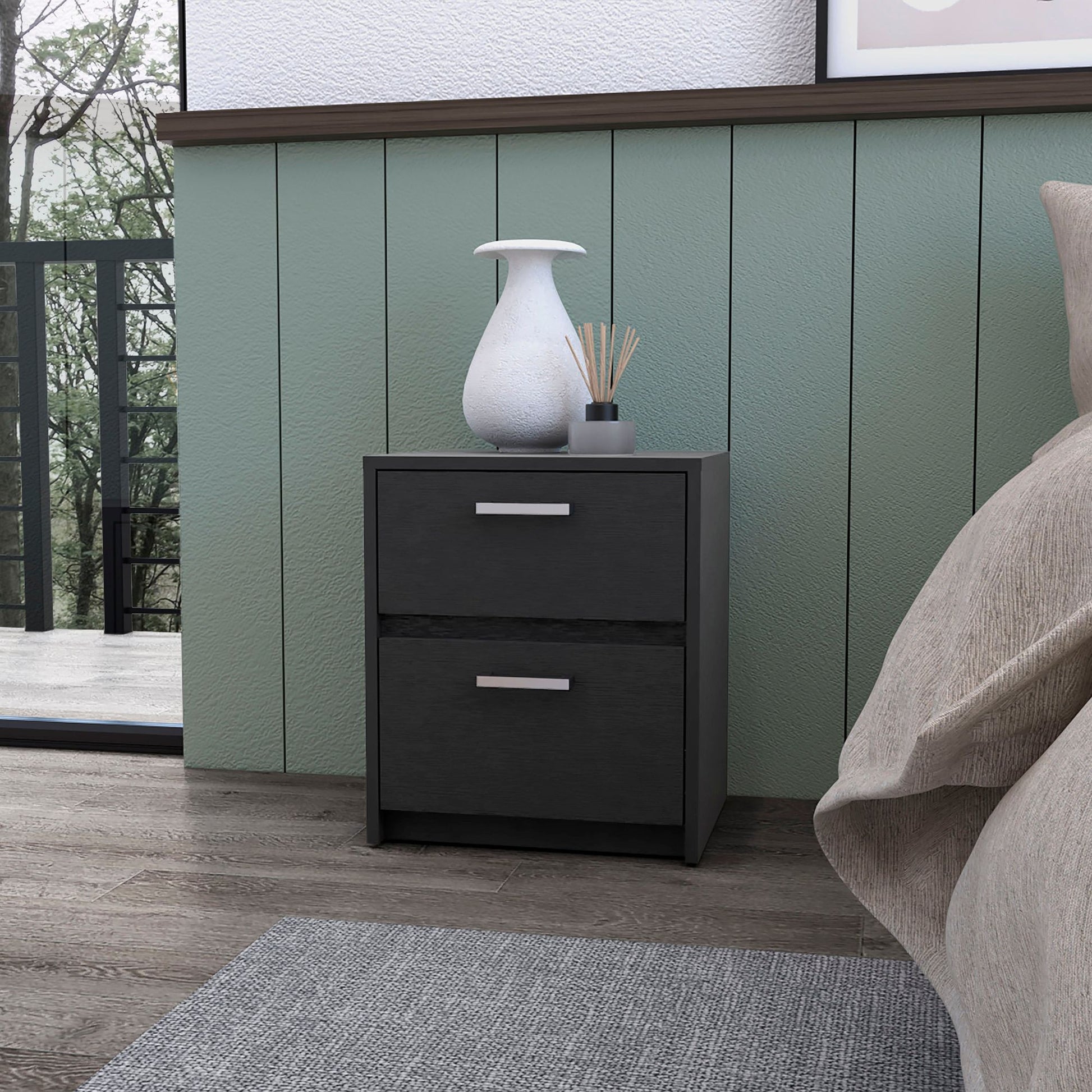 Wenge 2-Drawer Nightstand image 1