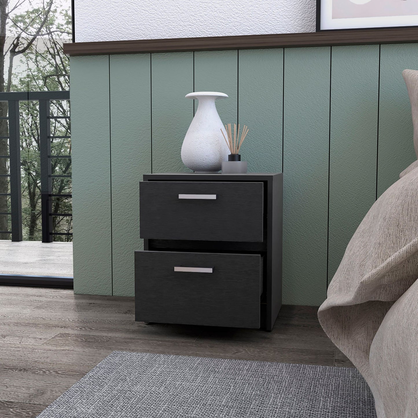 Wenge 2-Drawer Nightstand image 2
