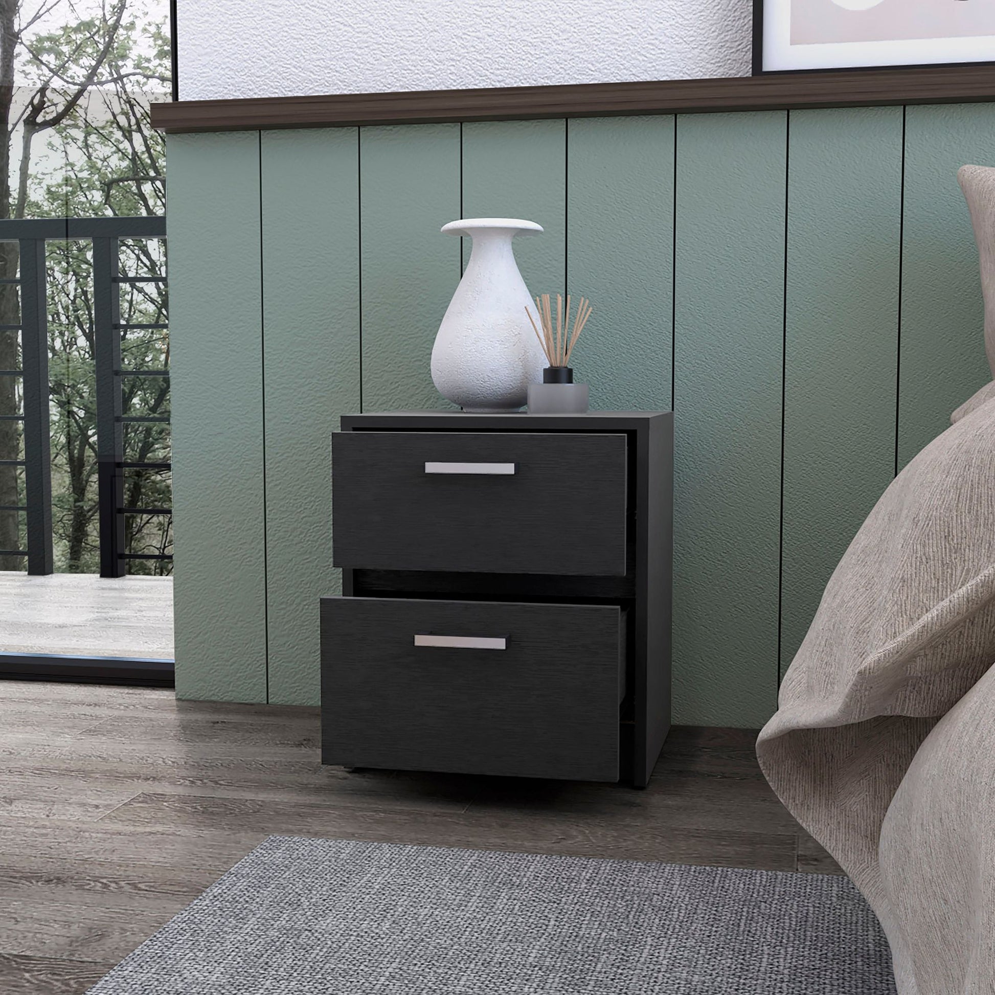 Wenge 2-Drawer Nightstand image 2