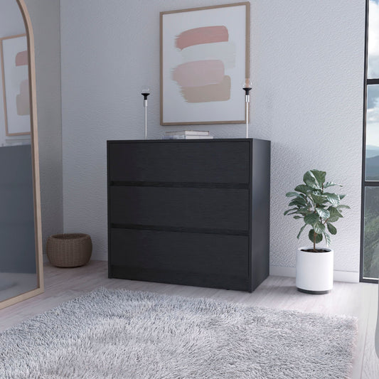 Wenge 3-Drawer Dresser front view with three drawers closed