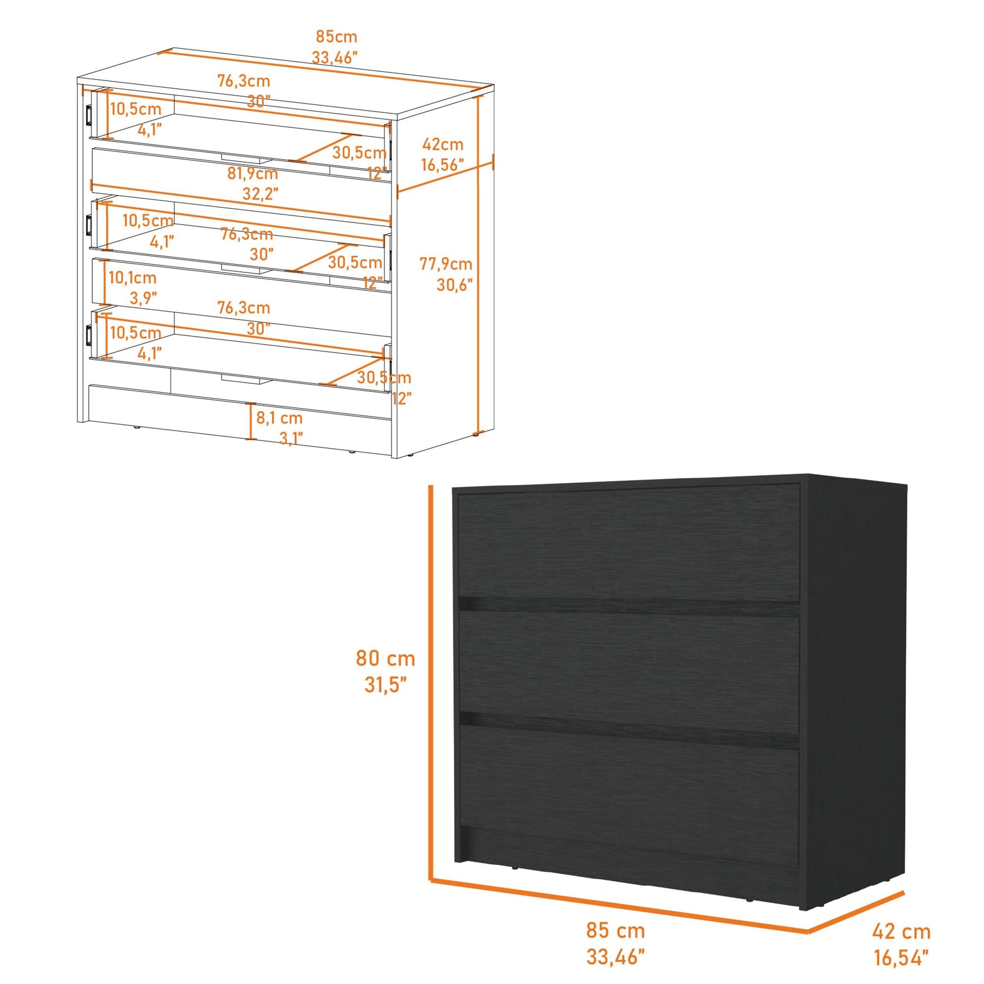 Wenge 3-Drawer Dresser image 6