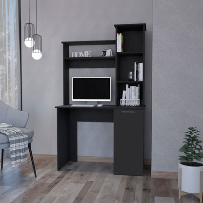 Wenge 3-Tier Storage Shelves Computer Desk image 1