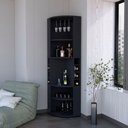 Wenge 5 Large Shelves Corner Bar Cabinet image 2