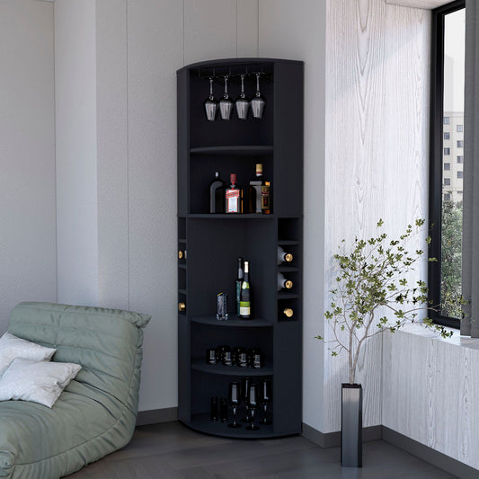 Wenge 5 Large Shelves Corner Bar Cabinet image 1