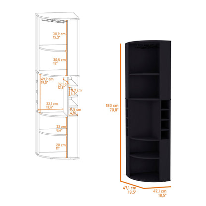 Wenge 5 Large Shelves Corner Bar Cabinet image 5