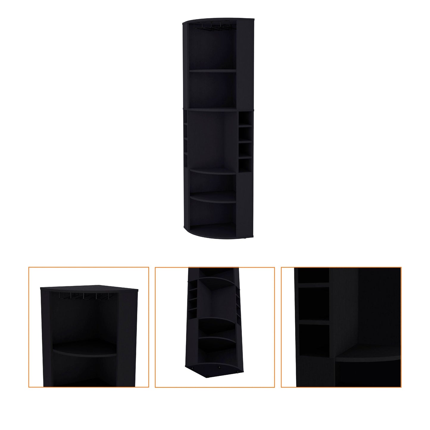Wenge 5 Large Shelves Corner Bar Cabinet image 4