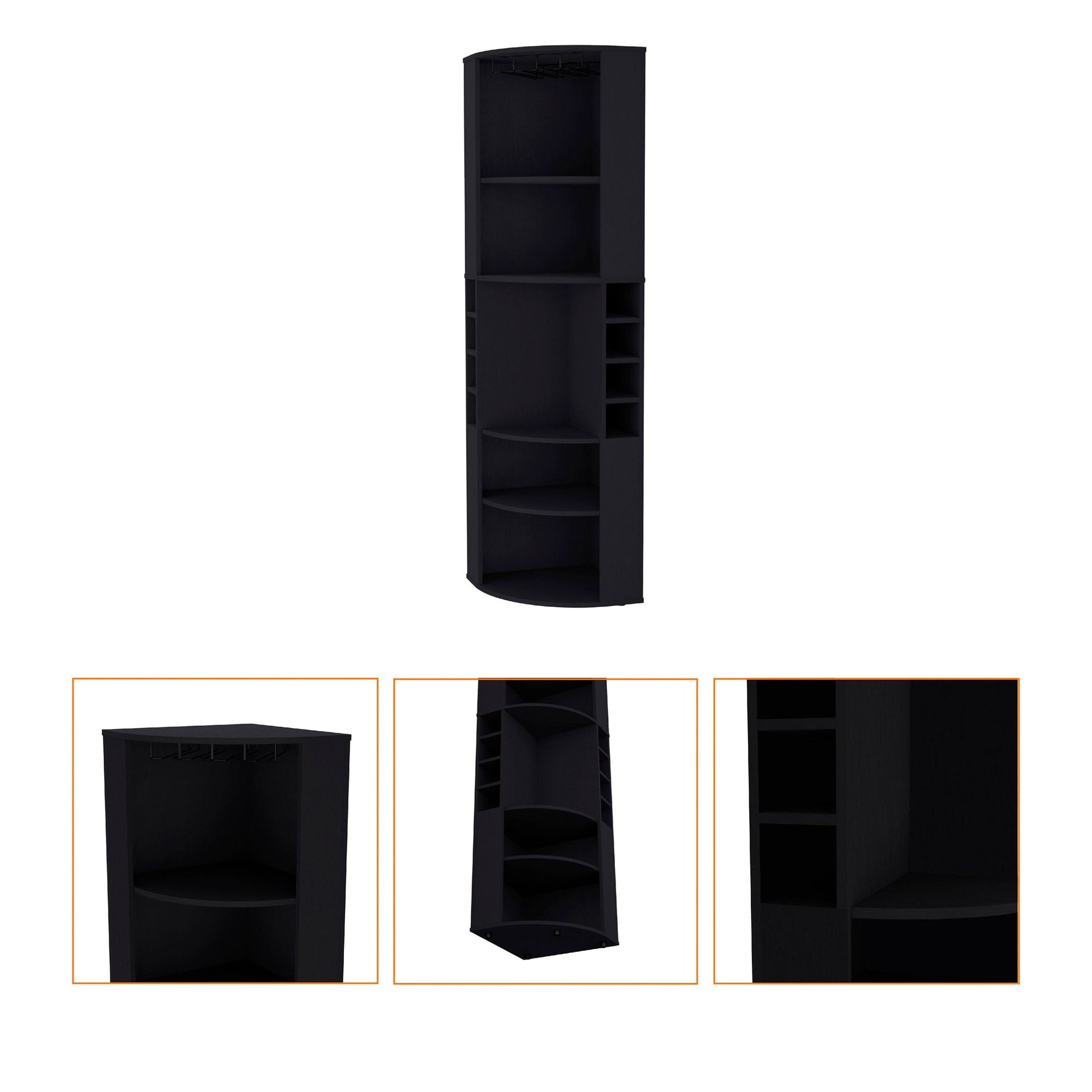 Wenge 5 Large Shelves Corner Bar Cabinet image 4
