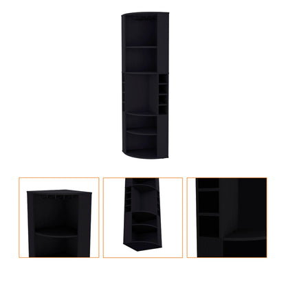 Wenge 5 Large Shelves Corner Bar Cabinet image 4