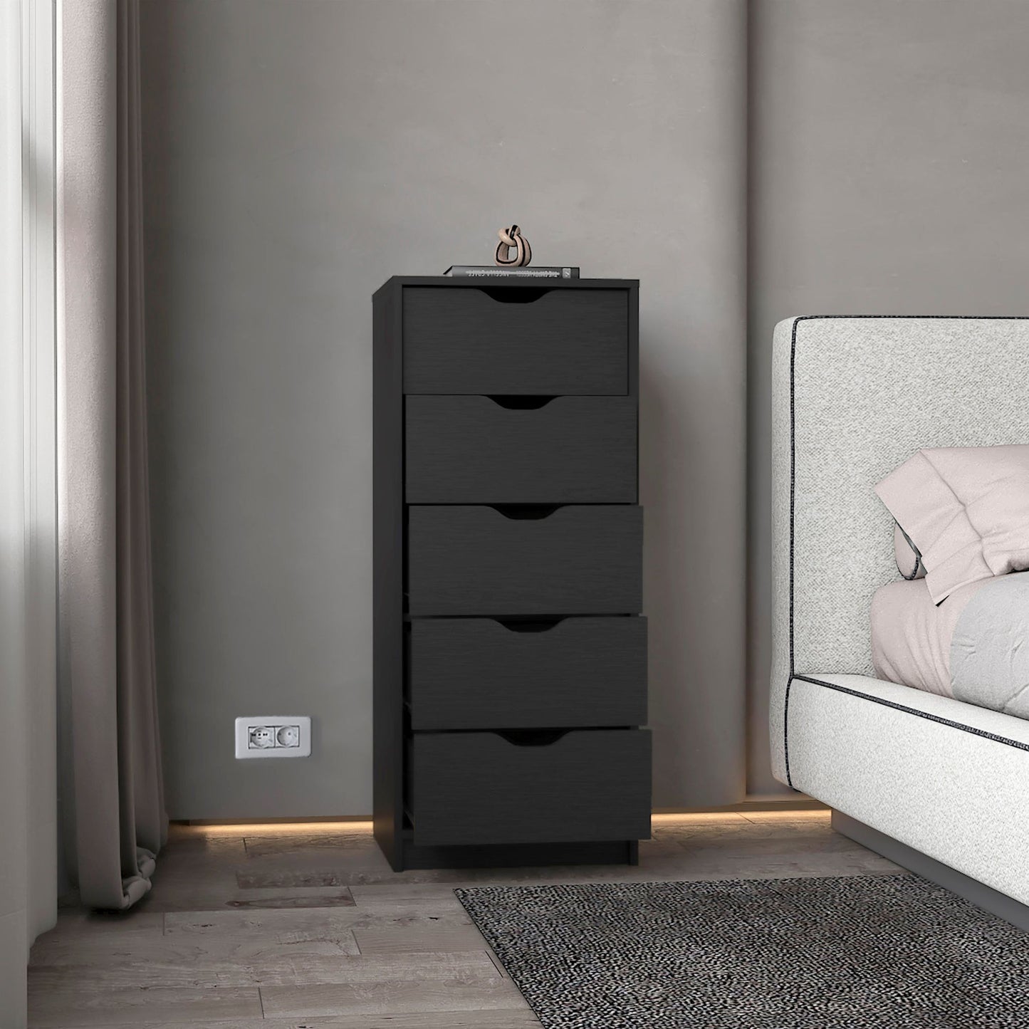 Wenge 5 Narrow Drawer Dresser image 5
