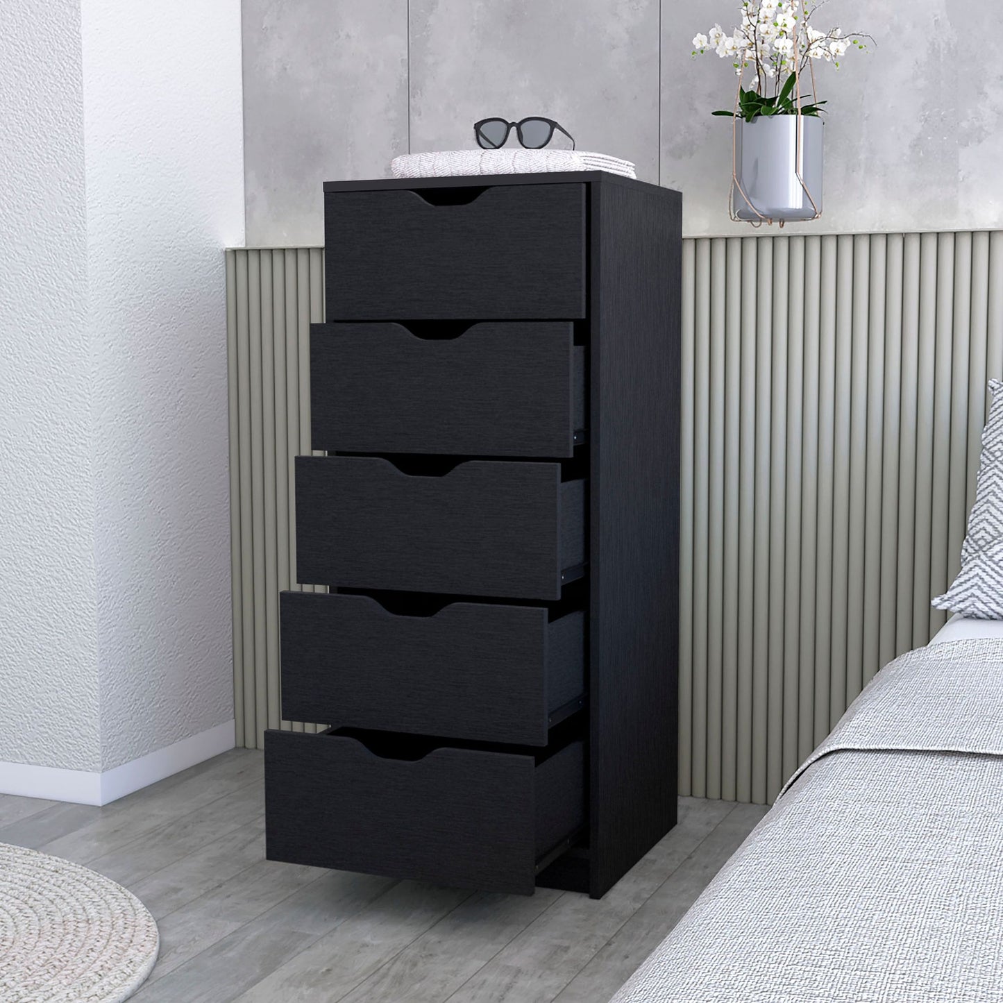 Wenge 5 Narrow Drawer Dresser image 7