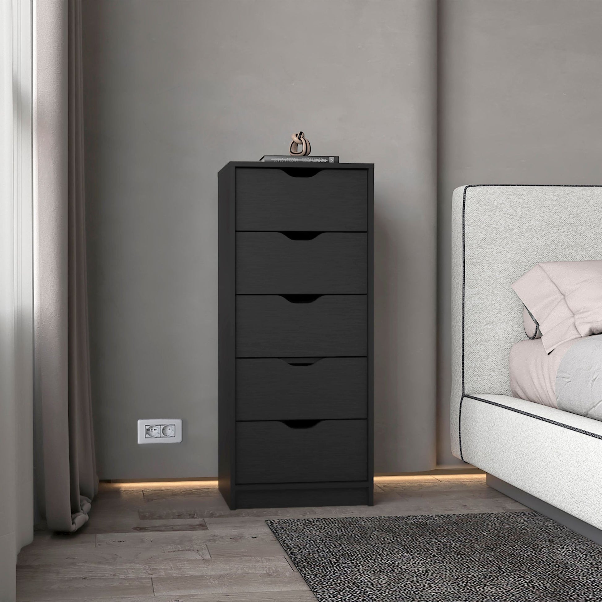 Wenge 5 Narrow Drawer Dresser image 1