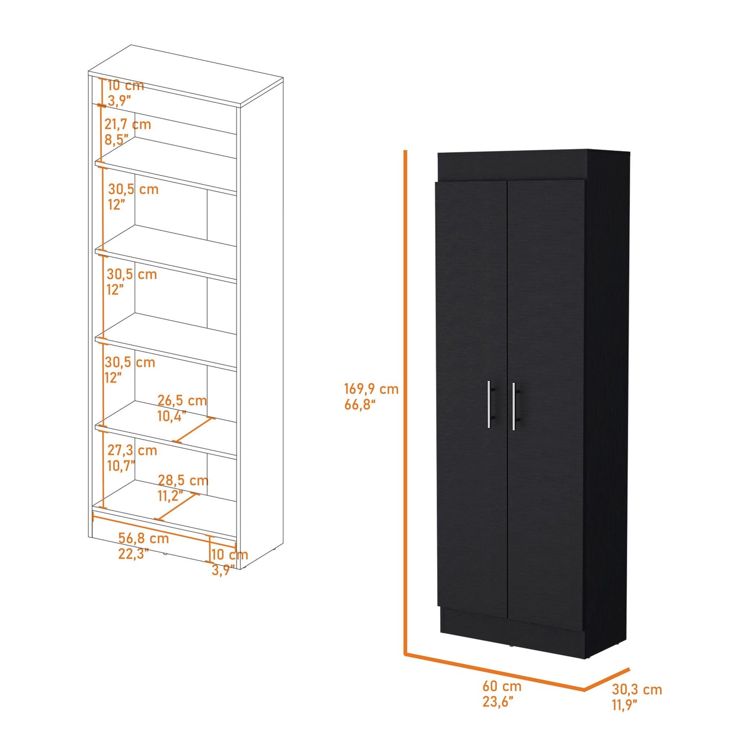 Wenge 5-Shelf Storage Pantry Cabinet image 8