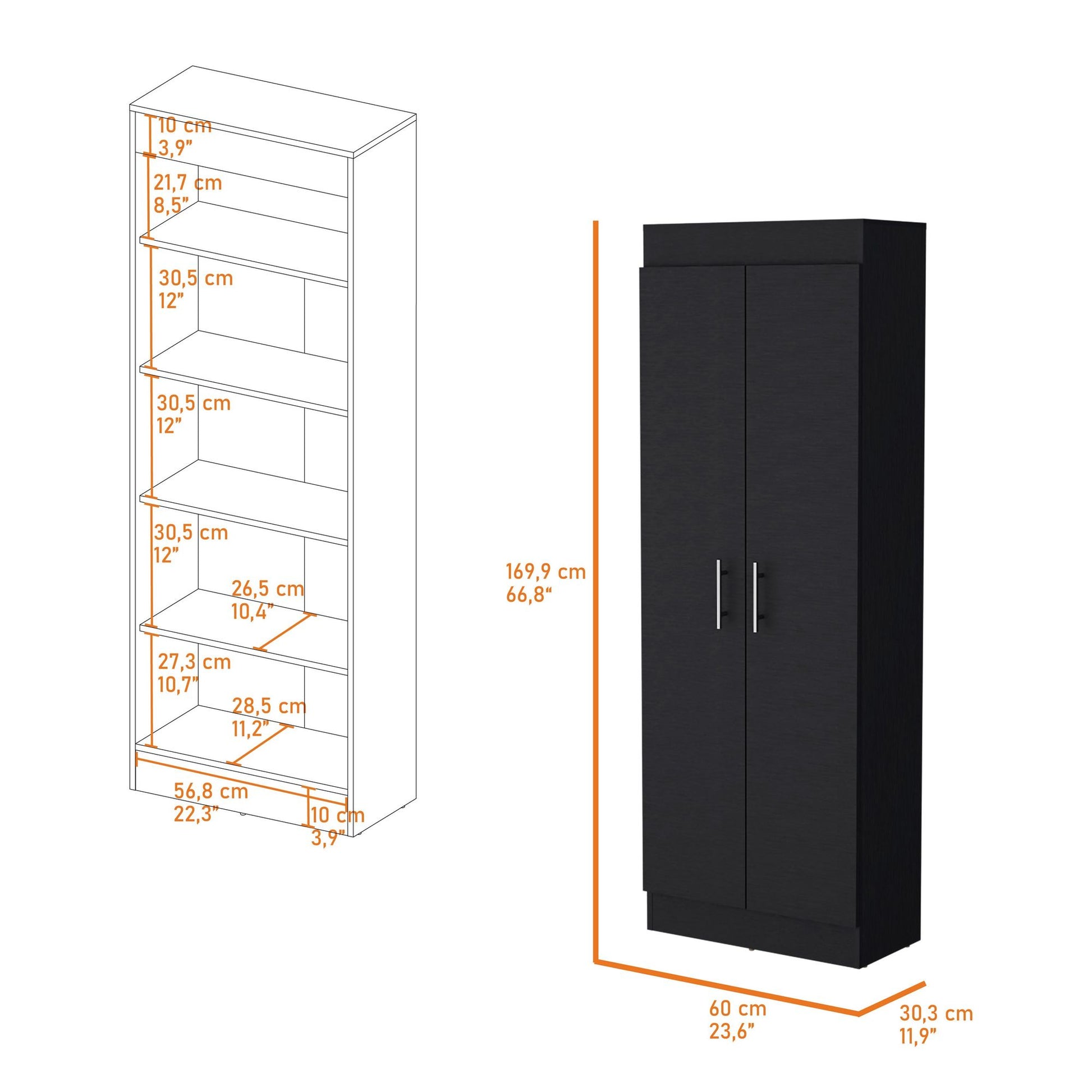 Wenge 5-Shelf Storage Pantry Cabinet image 8