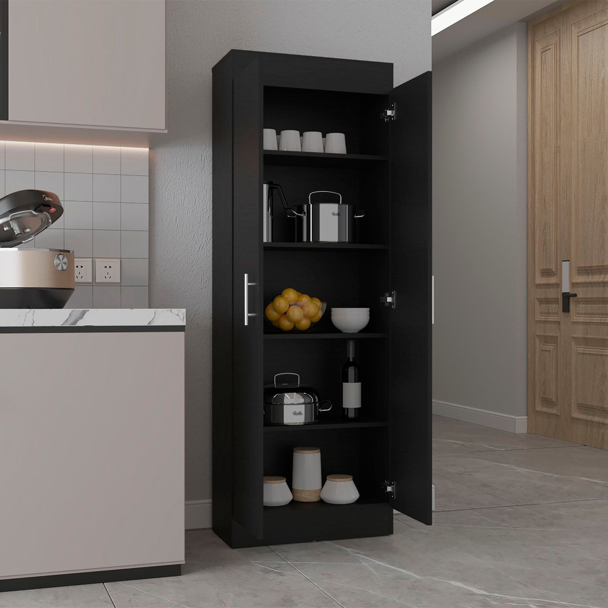 Wenge 5-Shelf Storage Pantry Cabinet image 5