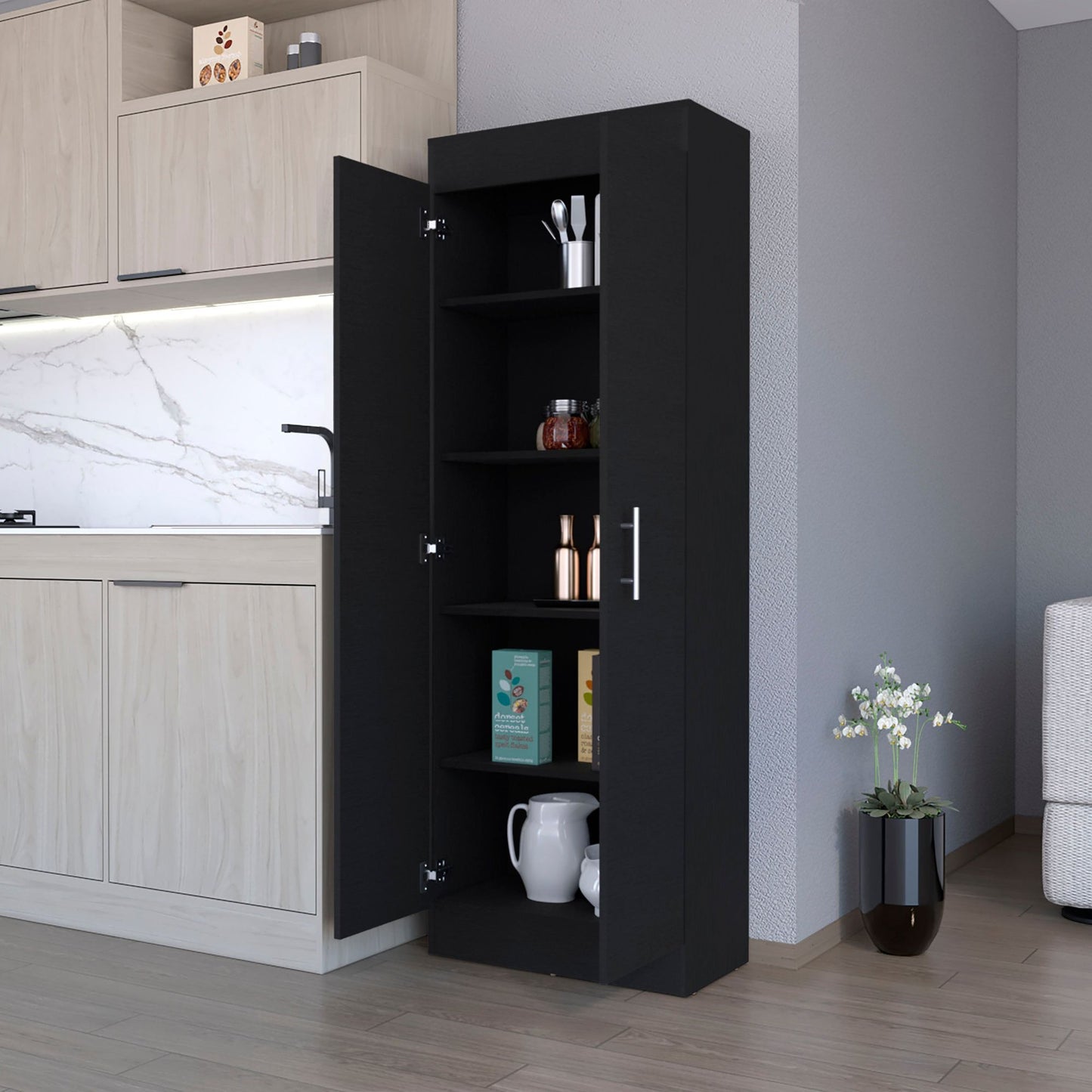 Wenge 5-Shelf Storage Pantry Cabinet image 7