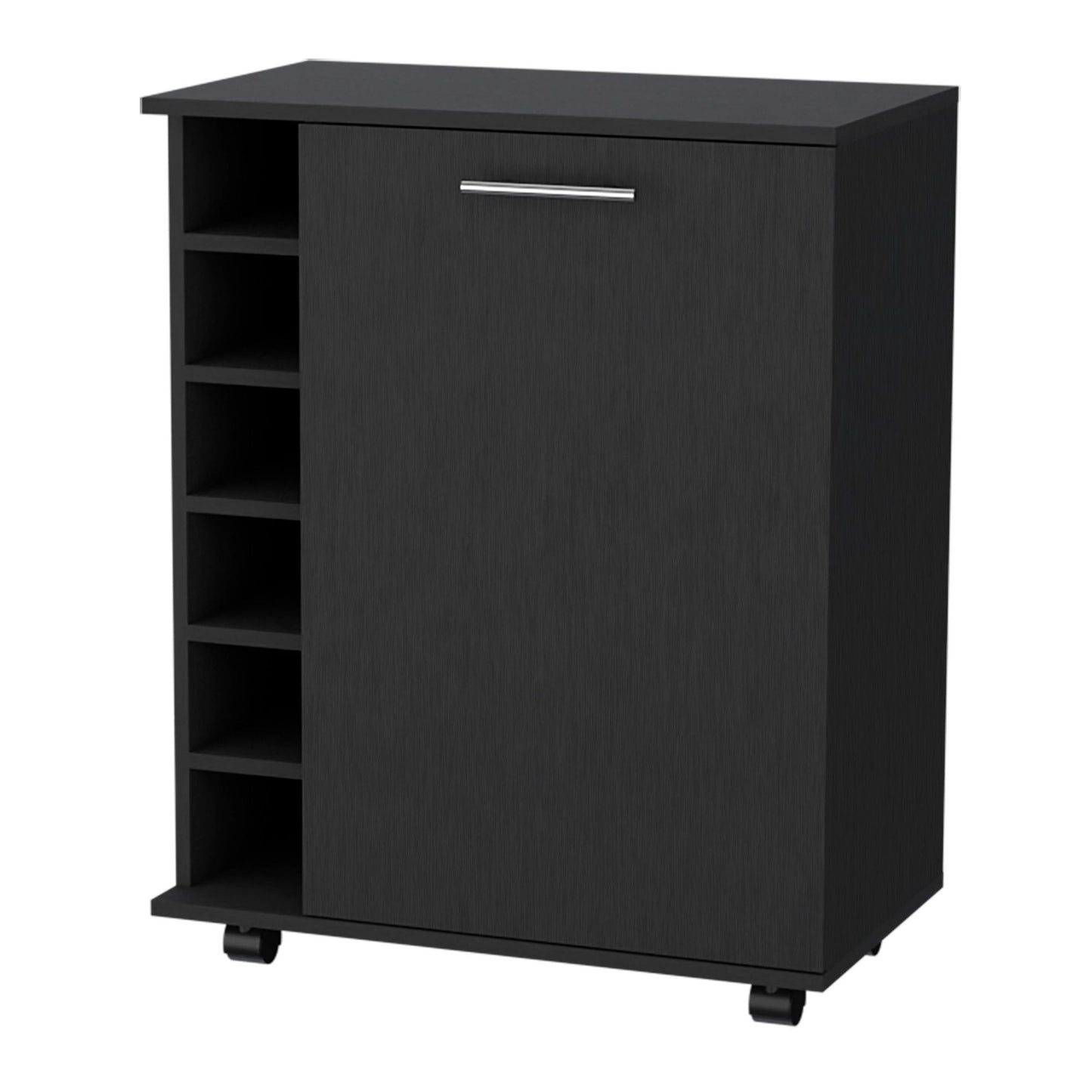 Wenge 6-Bottle Rack Bar Cart image 3