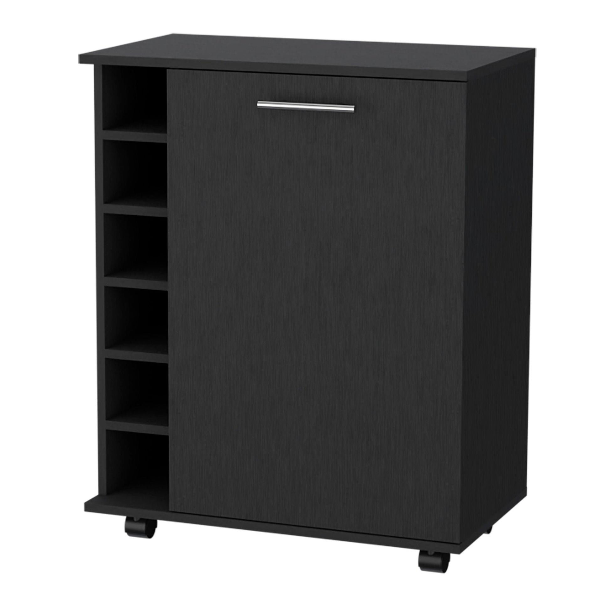 Wenge 6-Bottle Rack Bar Cart image 3
