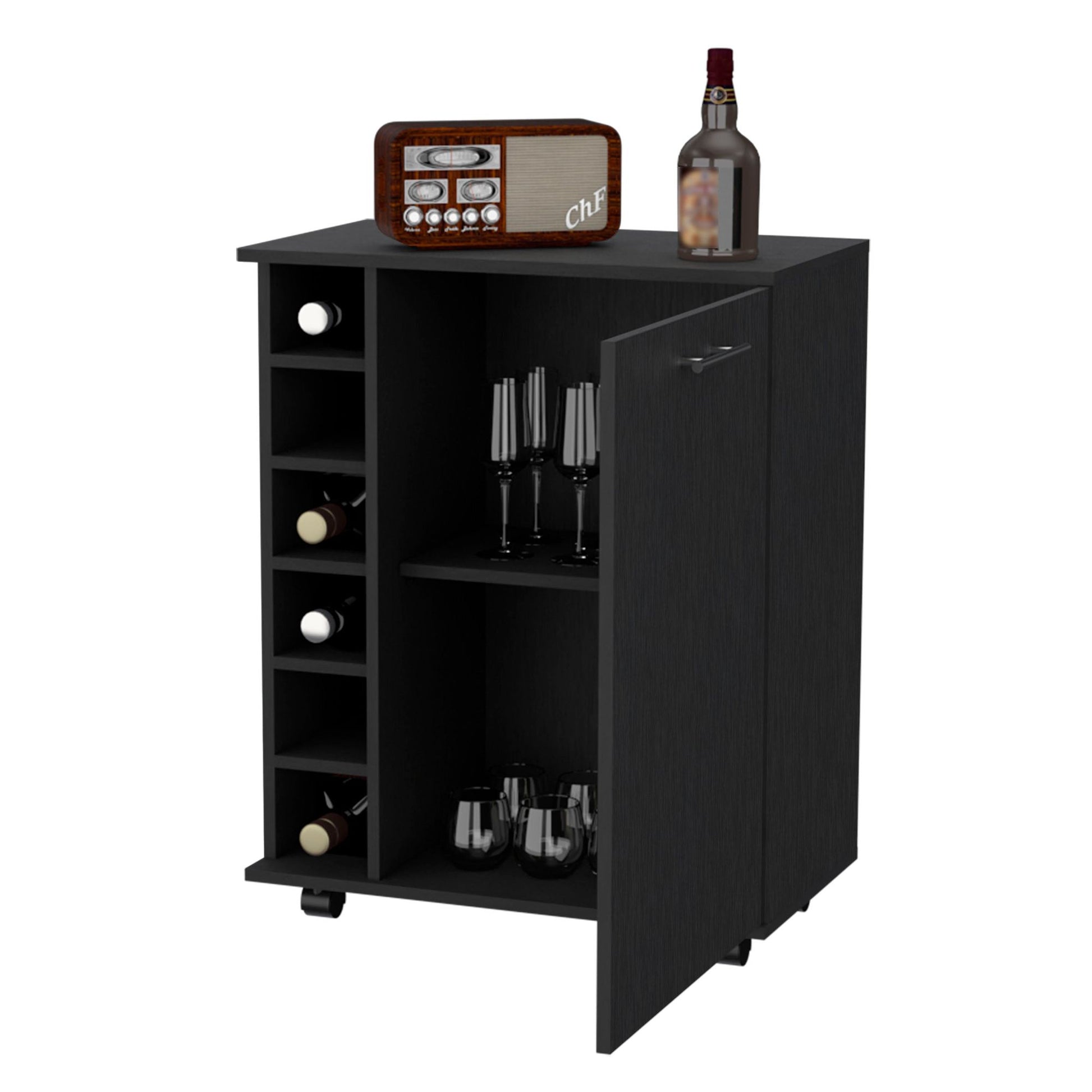 Wenge 6-Bottle Rack Bar Cart image 6