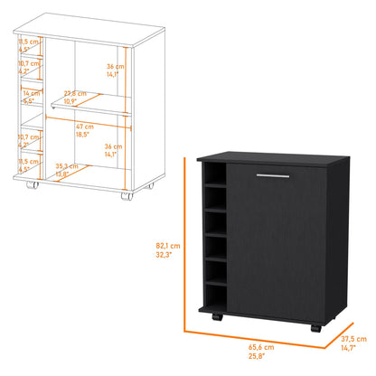 Wenge 6-Bottle Rack Bar Cart image 7