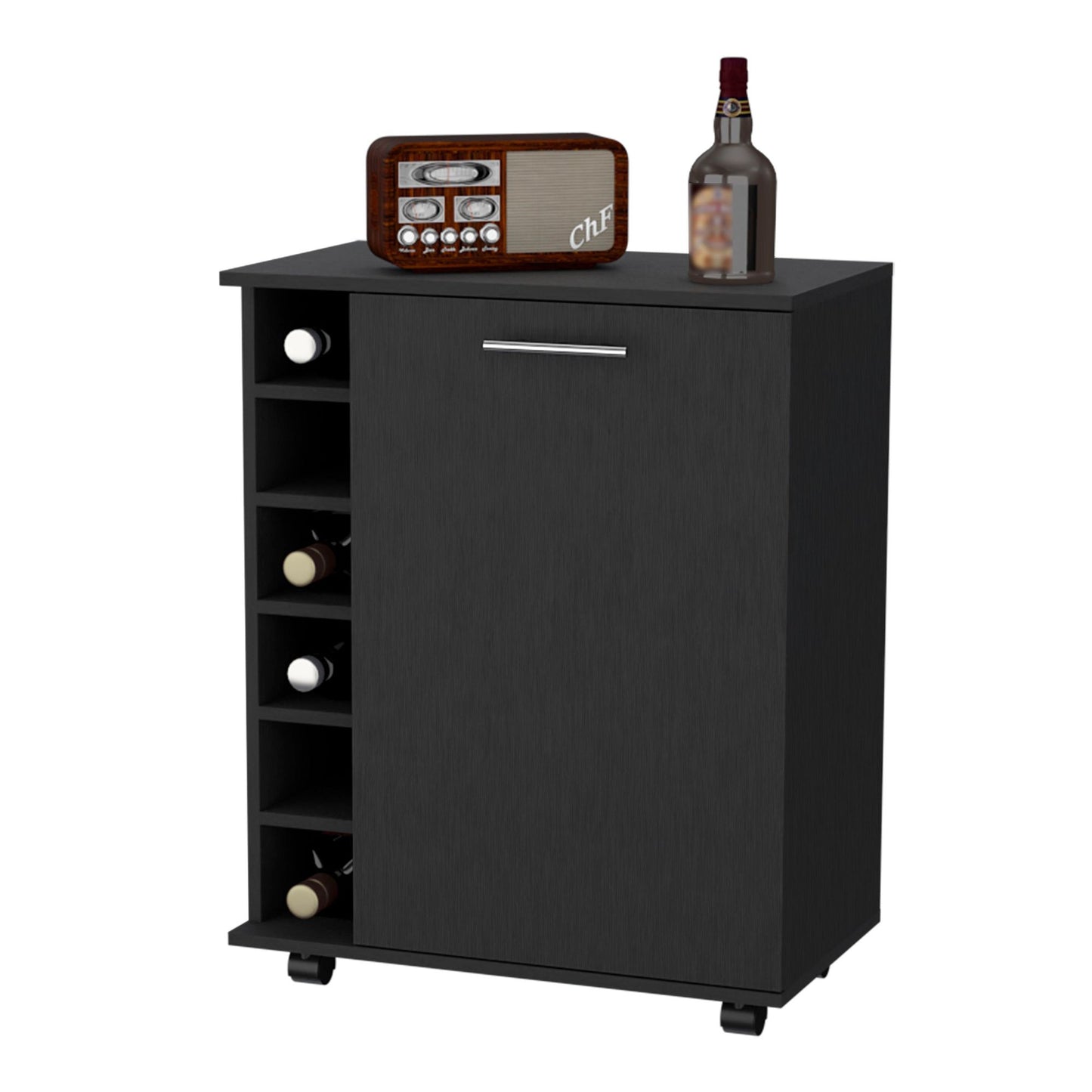 Wenge 6-Bottle Rack Bar Cart image 5