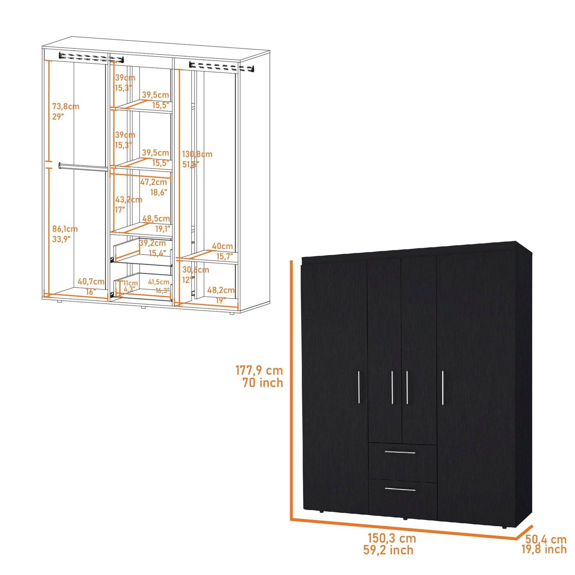 Wenge All-In-One 2-Door Armoire image 6
