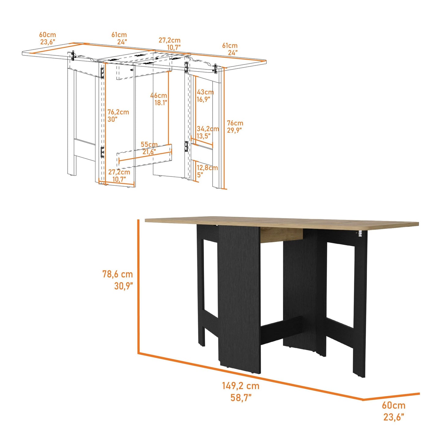 Wenge and Macadamia Folding Dining Table image 6