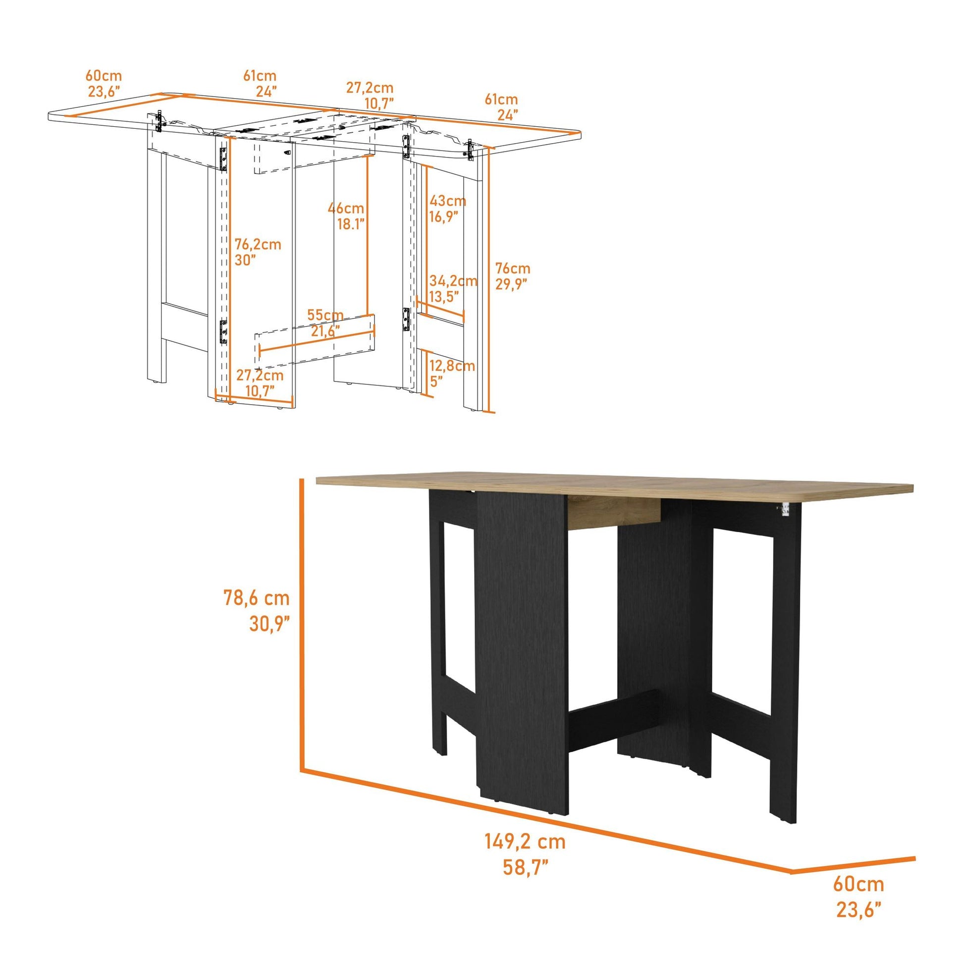 Wenge and Macadamia Folding Dining Table image 6