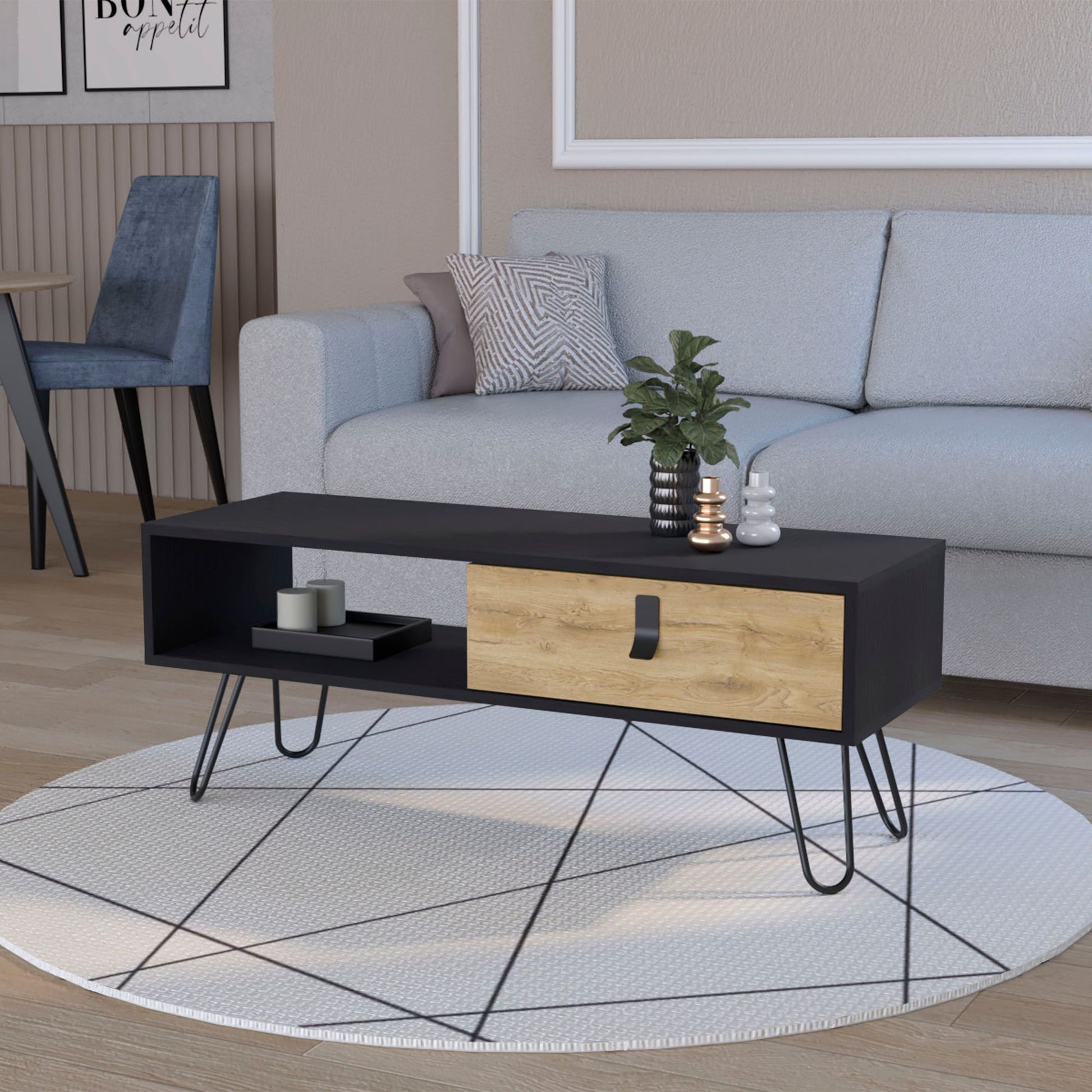 Wenge and Macadamia Hairpin Legs Coffee Table image 2