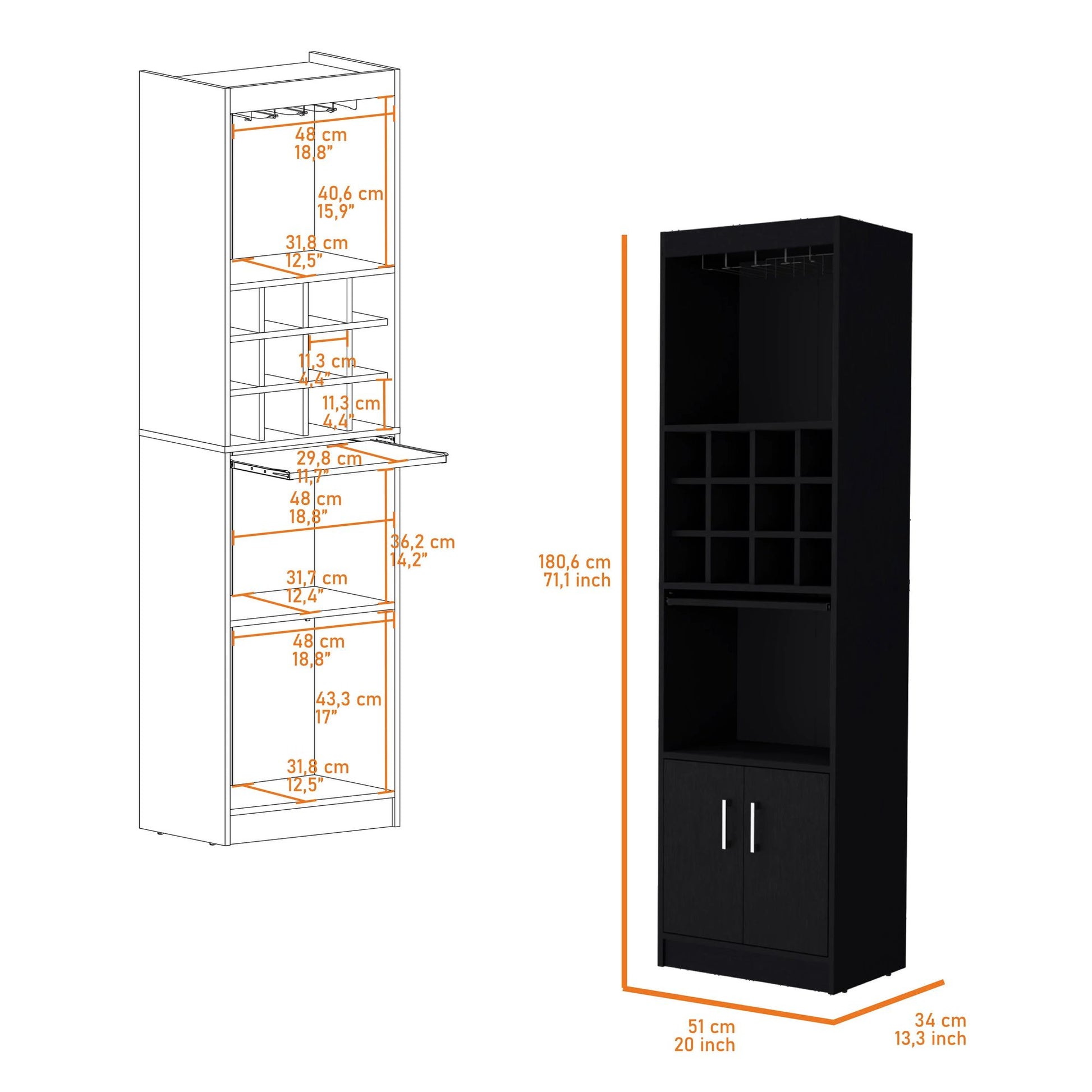 Wenge Bar Cabinet with Wine Storage image 5