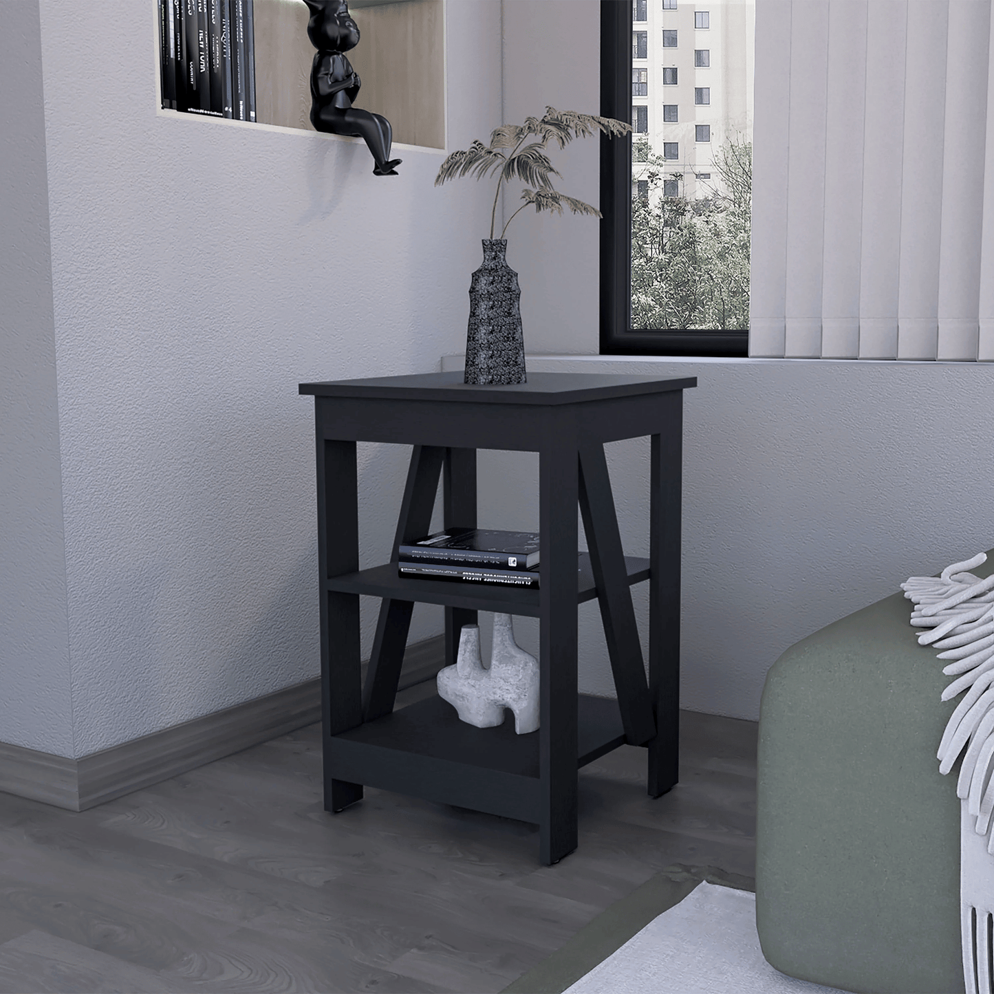 Wenge Table with 2 Shelves image 1