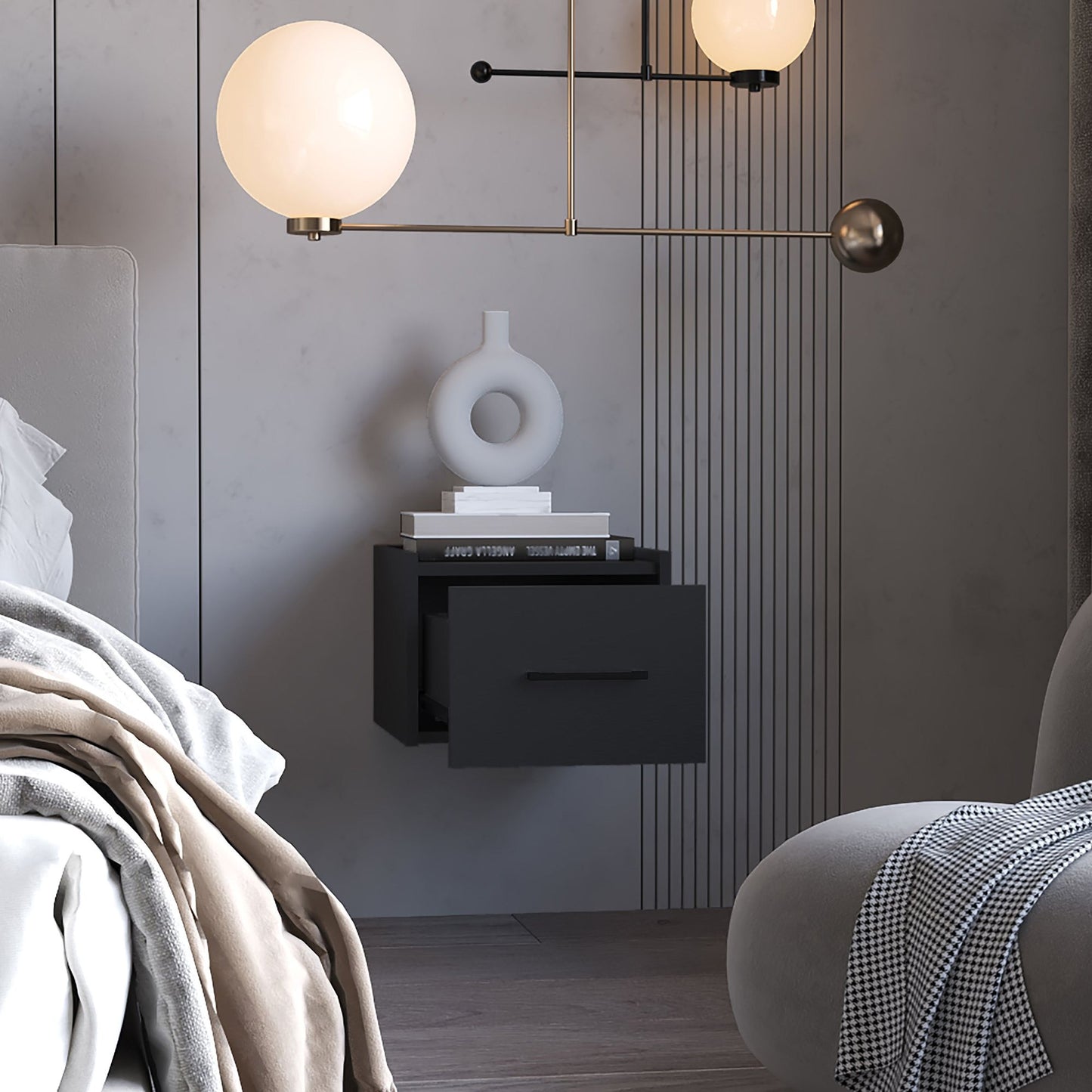 Wenge Wall-Mounted Floating Nightstand image 6