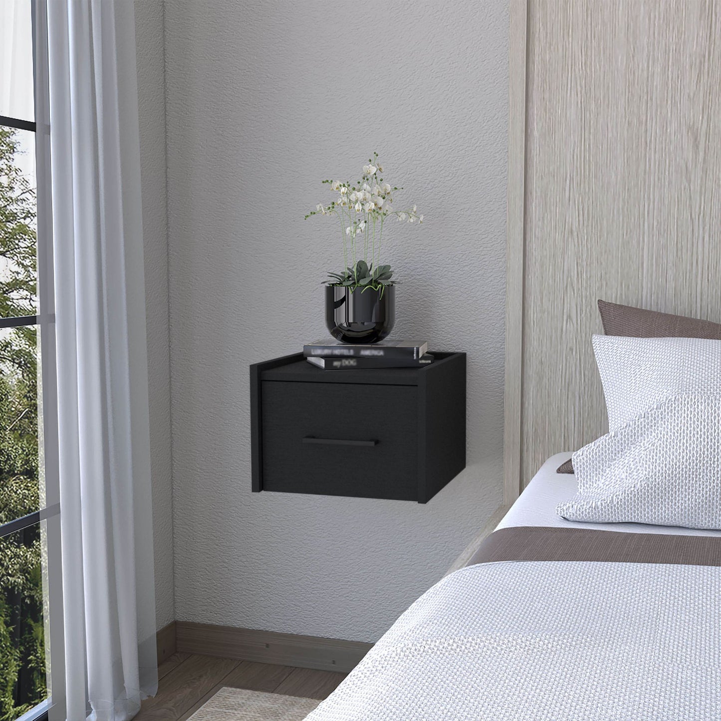 Wenge Wall-Mounted Floating Nightstand image 7