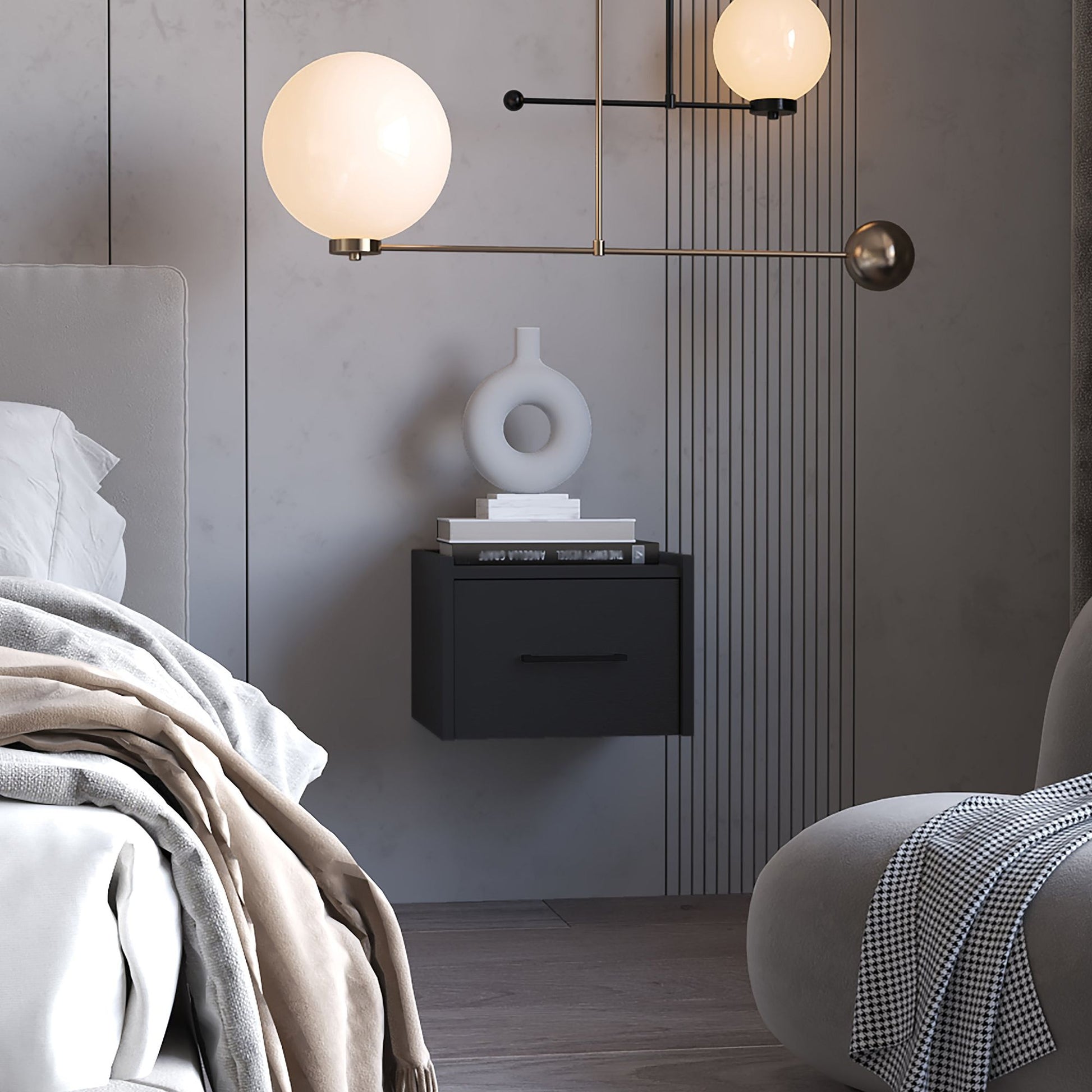 Wenge Wall-Mounted Floating Nightstand image 1
