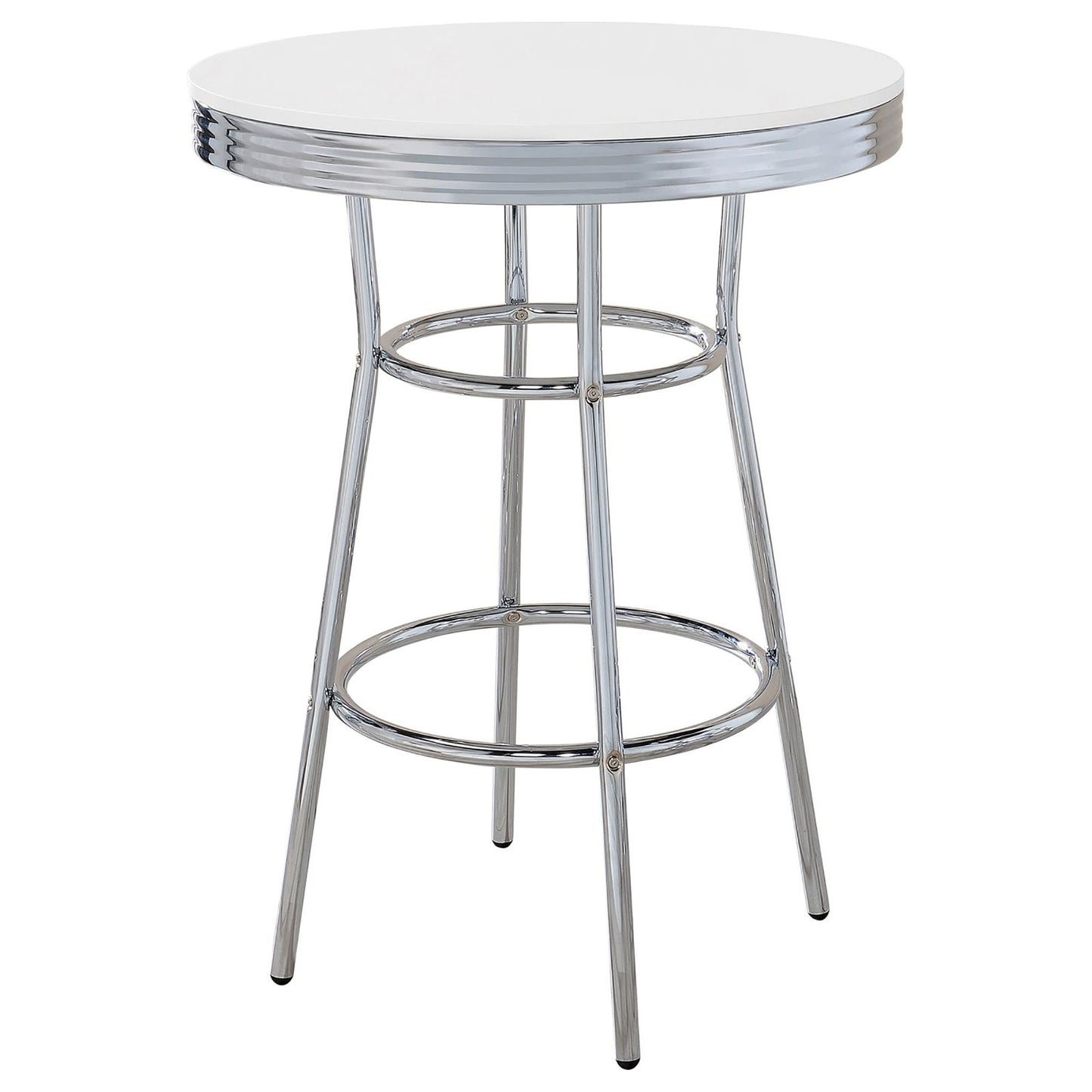 Werner Glossy White and Chrome Round Bar Table image 2