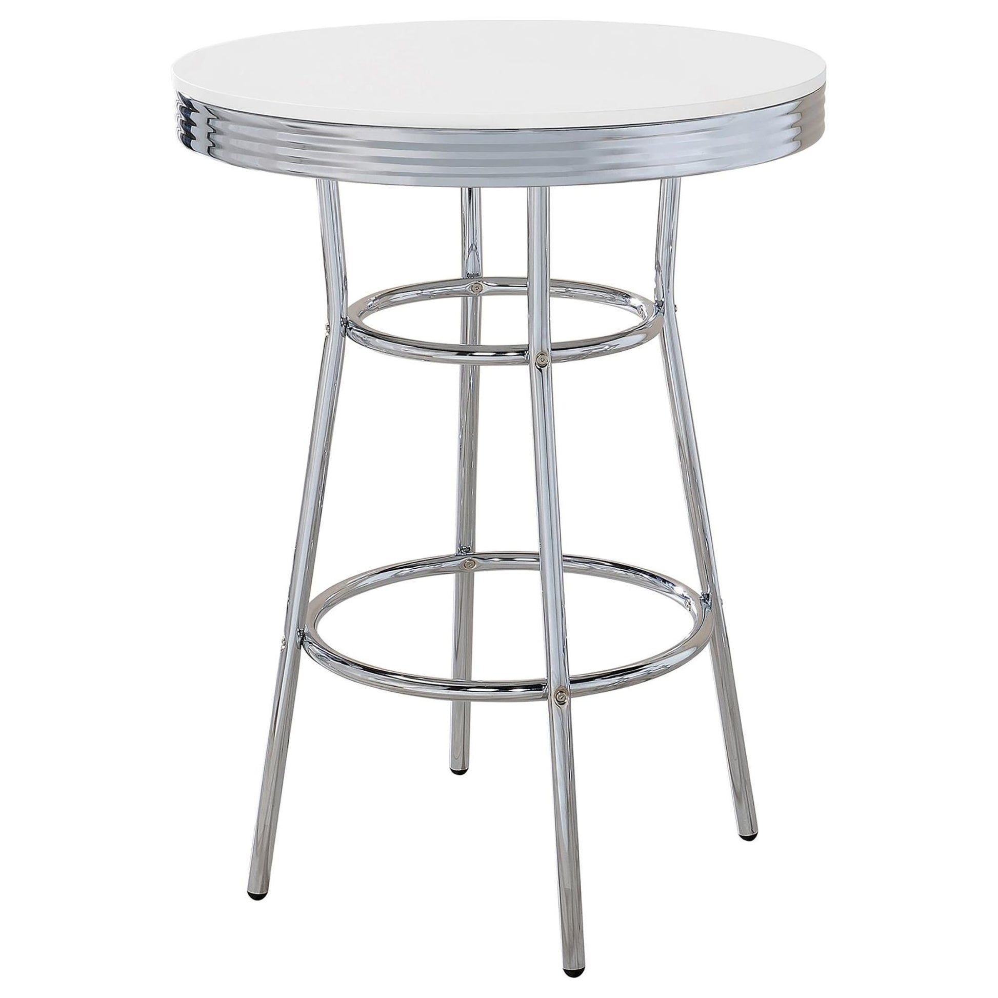 Werner Glossy White and Chrome Round Bar Table image 2