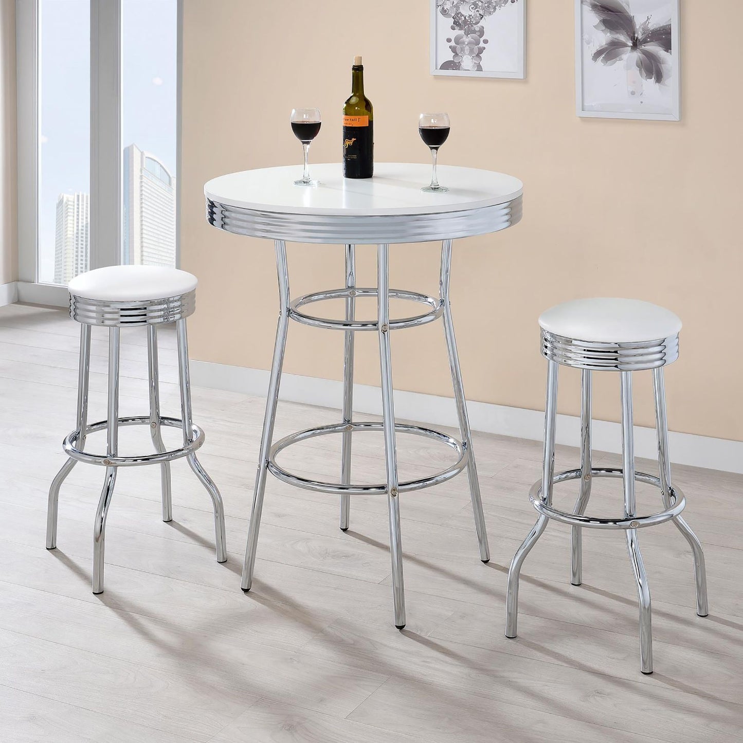 Werner Glossy White and Chrome Round Bar Table image 4