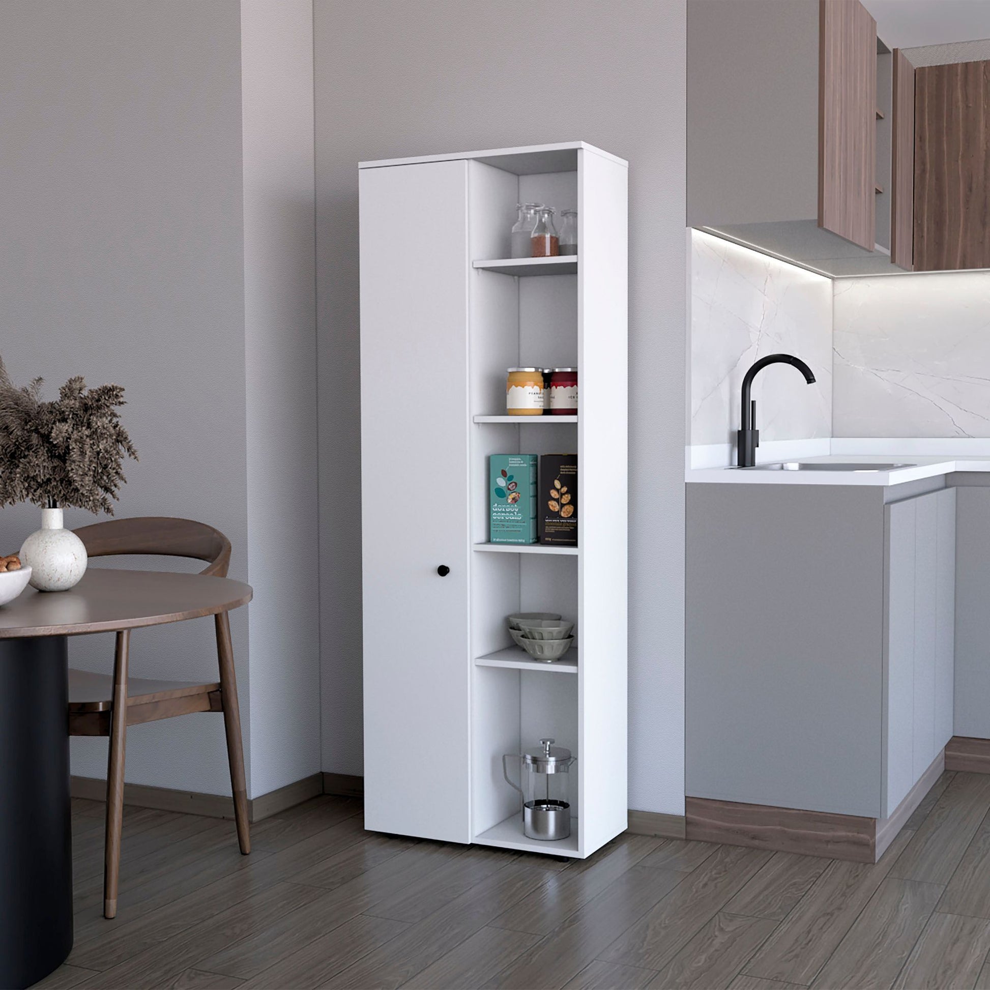 White 1-Door Multistorage Kitchen Pantry image 1