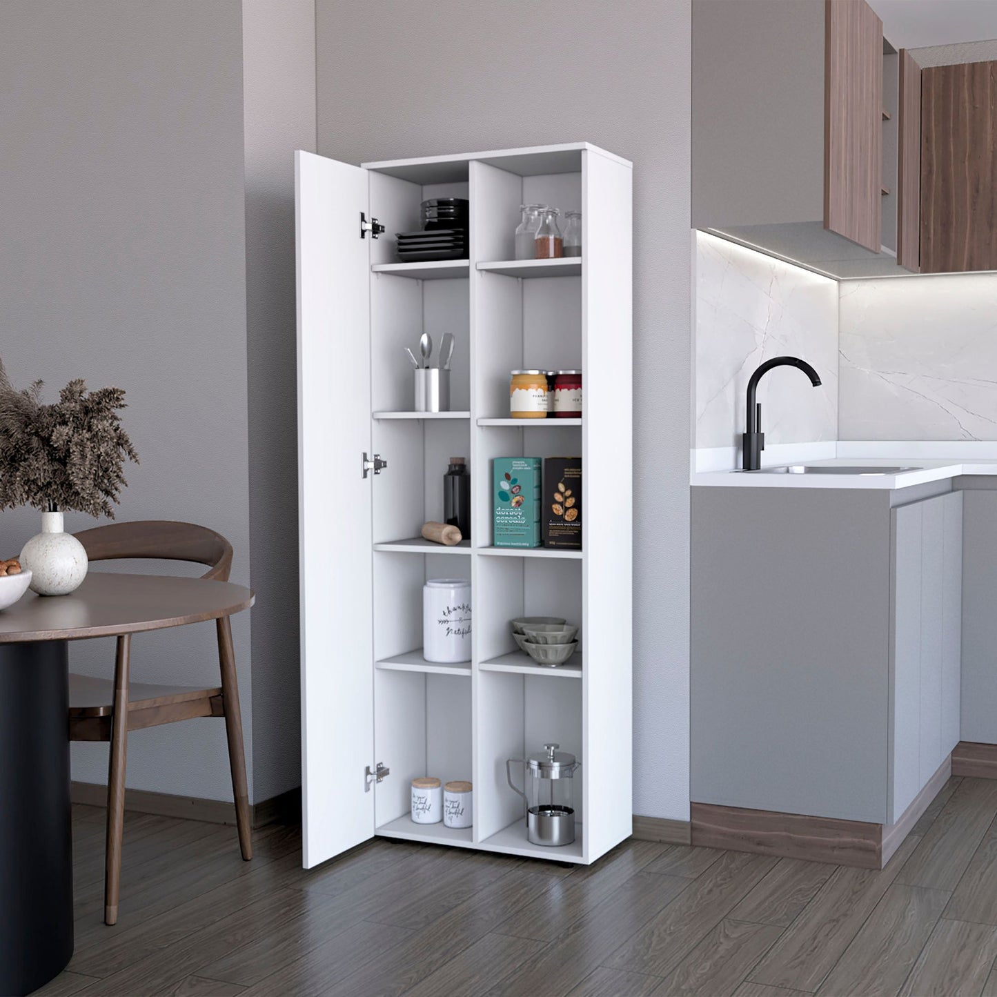 White 1-Door Multistorage Kitchen Pantry image 2