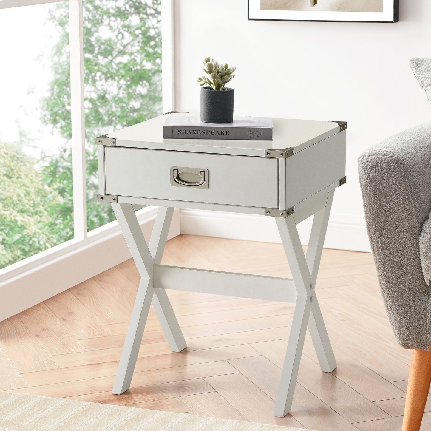 White 1-drawer End Table image 1