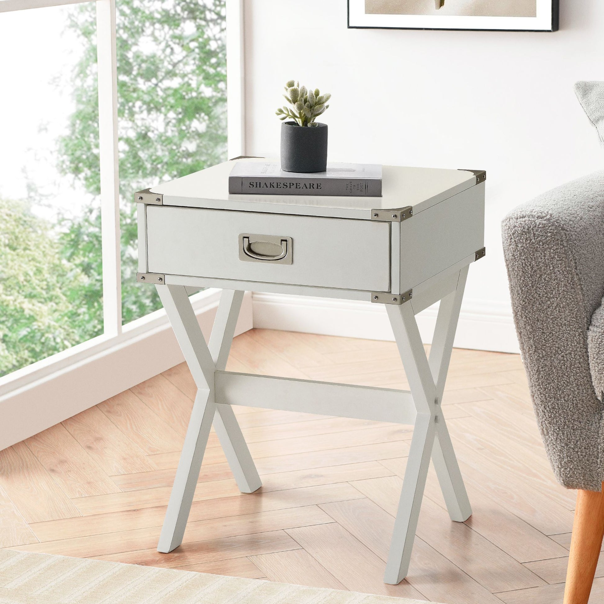 White 1-drawer End Table image 1