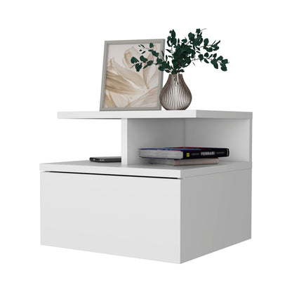 White 1-Drawer Floating Nightstand image 4