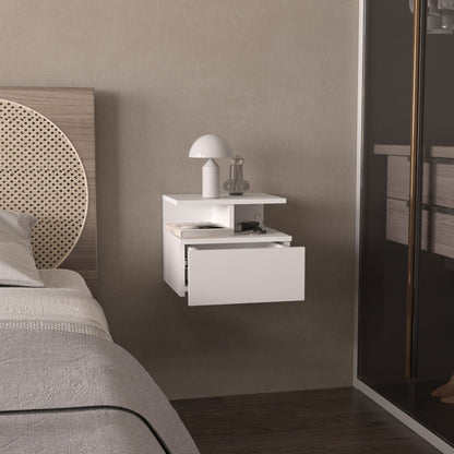 White 1-Drawer Floating Nightstand image 5