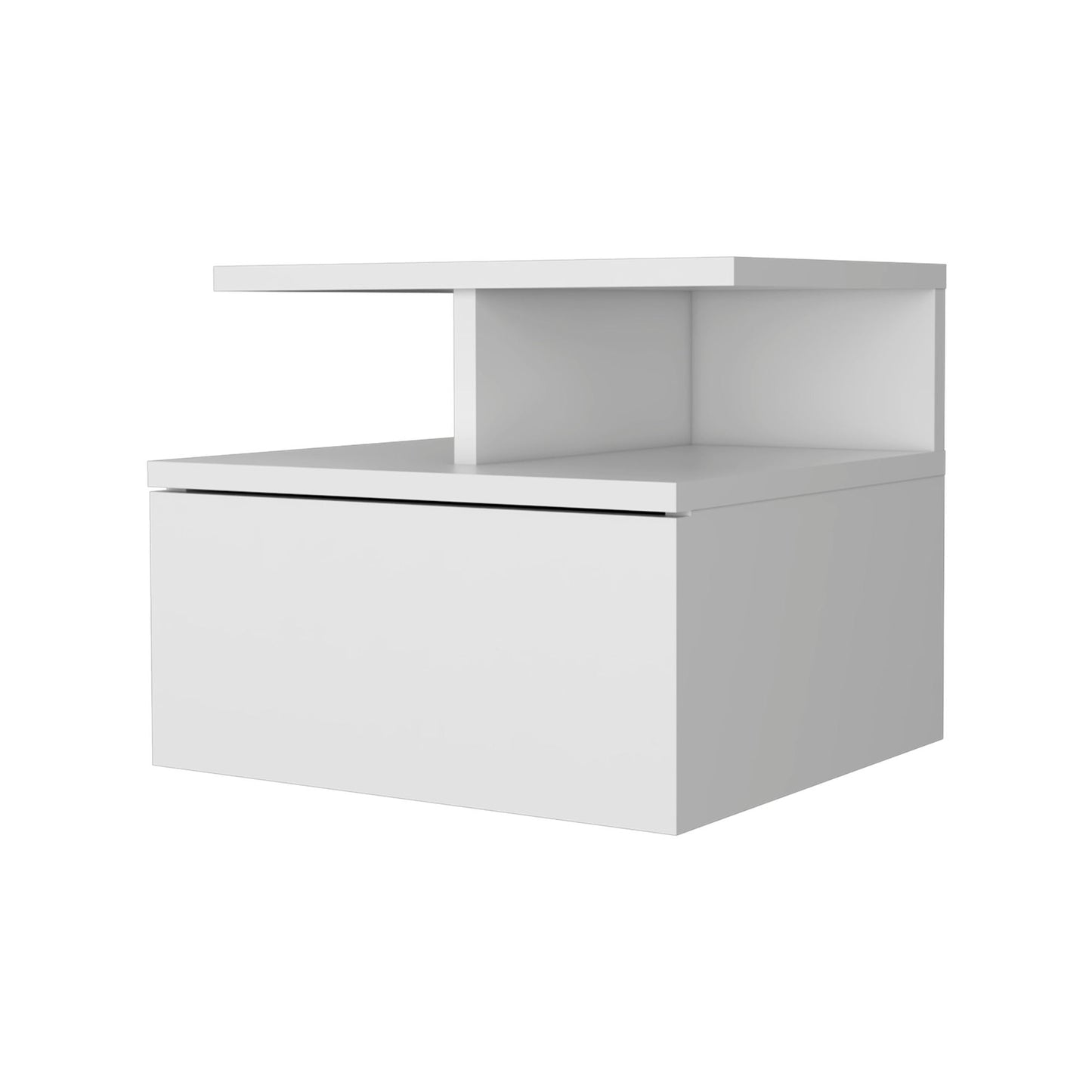 White 1-Drawer Floating Nightstand image 2