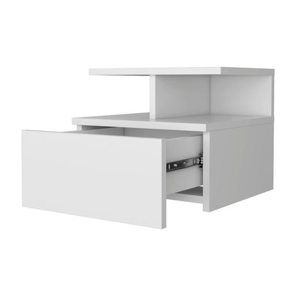 White 1-Drawer Floating Nightstand image 3