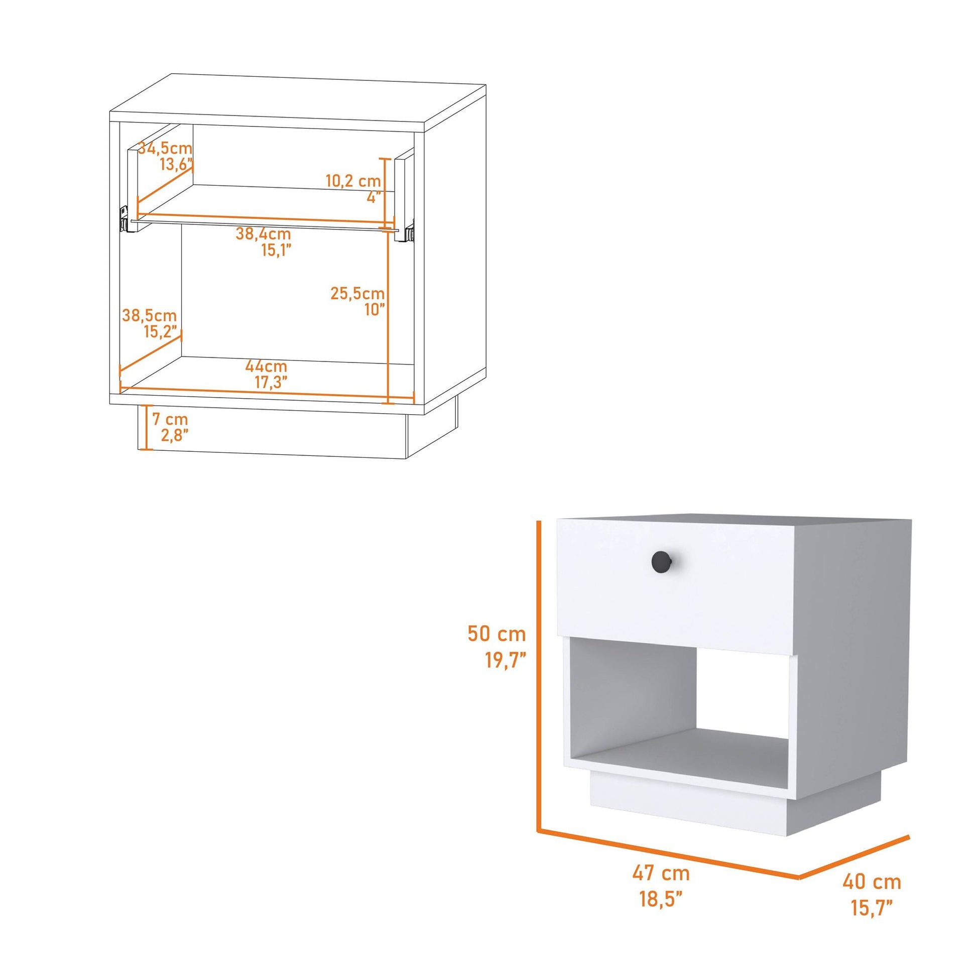 White 1-Drawer Nightstand image 6