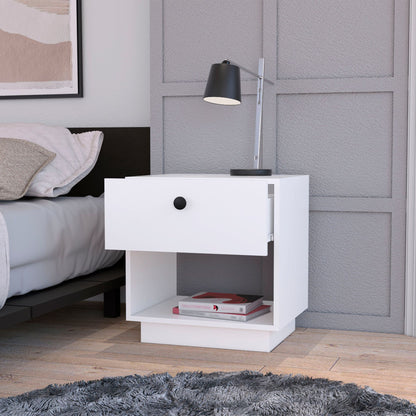 White 1-Drawer Nightstand image 2